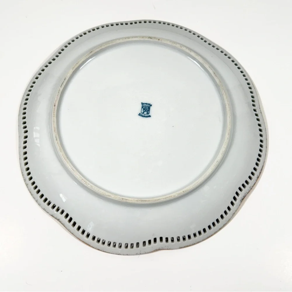 Schumann Bavaria Reticulated Plate Germany Dresden Flowers Pierced Porcelain 10”